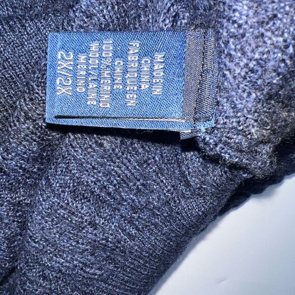 Men's Navy Blue 100% Merino Wool Knot Sweater 2XL KINGSSPORT - Picture 8 of 8